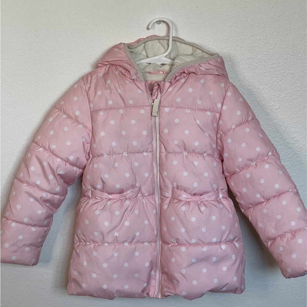 Wonder Nation Puffer Polka Dot Hooded Full Zip Jacket